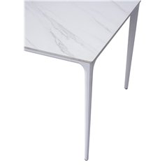 Tavolo Alghero In Alluminio 180x90 con - Piano In Gres Effetto Marmo - Bianco