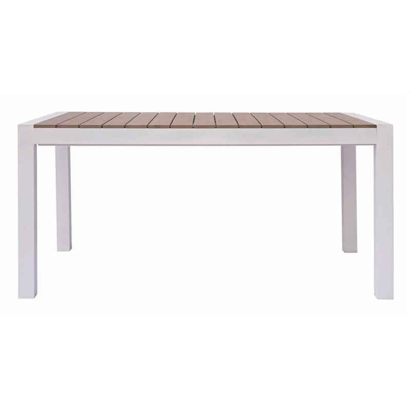 Greenwood Maiorca Extendable Aluminum Garden Table 160/210x95 cm - Resin Wood Top - White