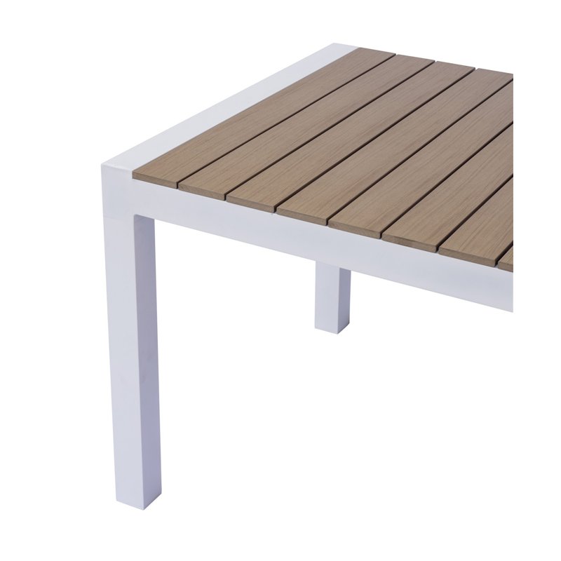 Greenwood Maiorca Extendable Aluminum Garden Table 160/210x95 cm - Resin Wood Top - White