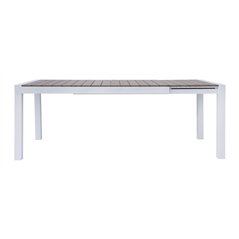 Tavolo Maiorca In Alluminio 160/210x95 cm - Piano In Resin Wood - Bianco - Allungabile