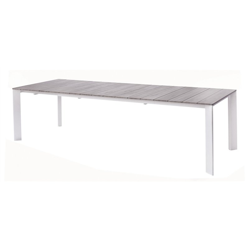 Greenwood Arenzano Extendable Aluminum Garden Table 211/276x100 cm - Wood-Effect Top - White