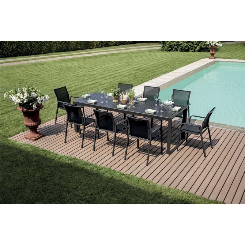 Greenwood Naxos Extendable Aluminum Garden Table 160/240x90 cm - Anthracite