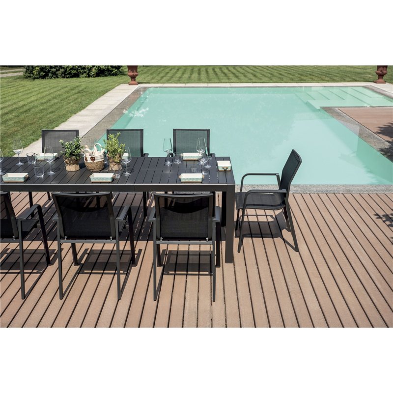 Ausziehbarer Aluminiumtisch Naxos 160/240x90 cm - Anthrazit Greenwood