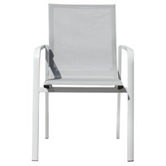 Sedia Samo In Alluminio - Textilene Grigio Chiaro - Bianco
