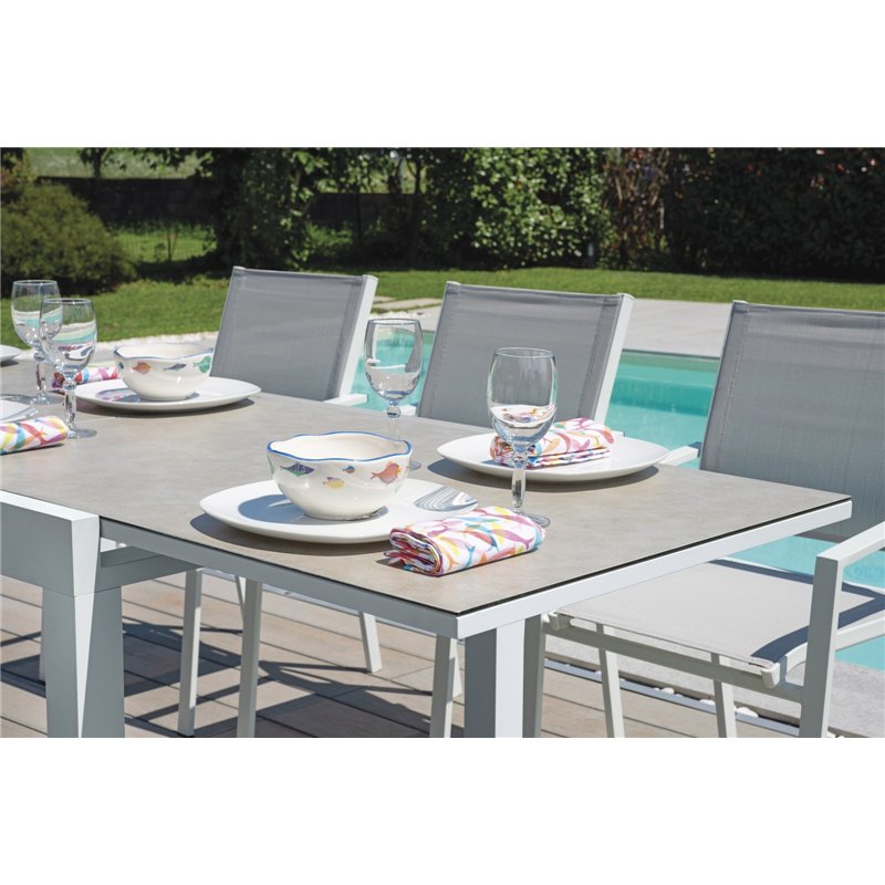 Greenwood Split Aluminum Garden Table 104/208x75 cm - White - Extendable