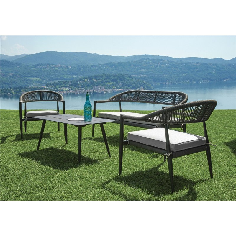 Milano Aluminium-Set - Graues Rattan - Anthrazit Greenwood