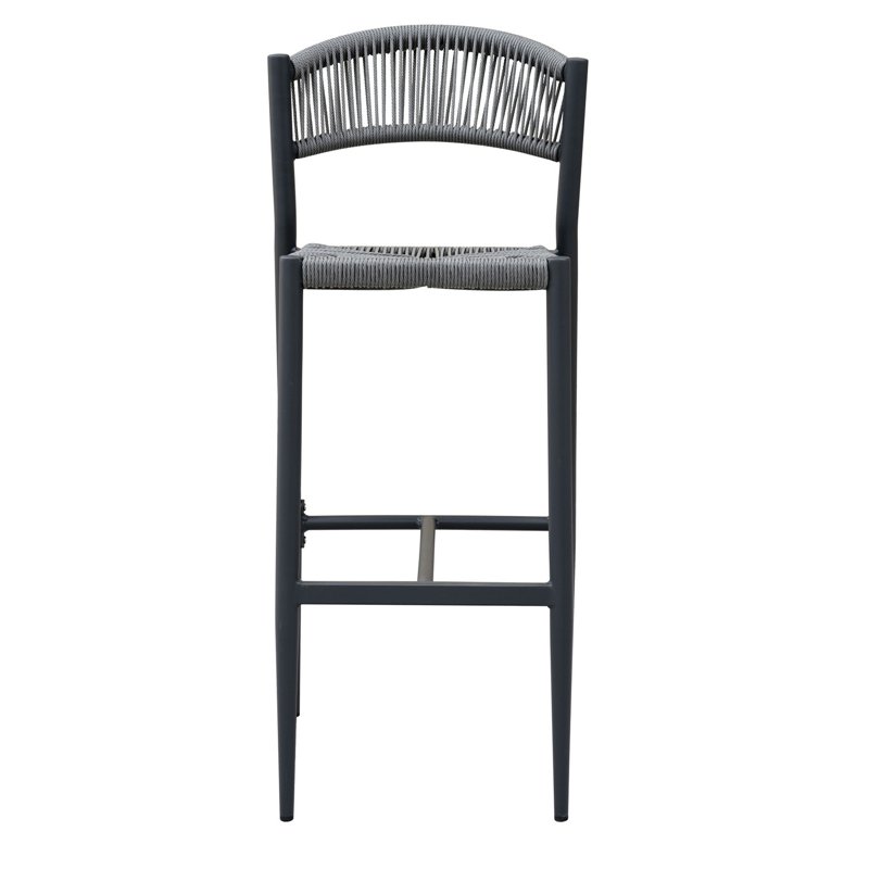 Greenwood Milano Aluminum Stool - Gray Wicker - Anthracite