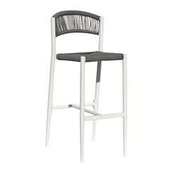 Sgabello Milano In Alluminio - Wicker Grigio - Bianco