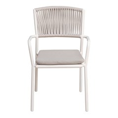 Sedia Modena In Alluminio - Corda Per Esterni Sabbia - Bianca