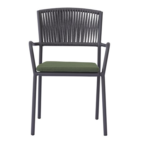 Sedia Modena In Alluminio - Corda Per Esterni Verde - Antracite