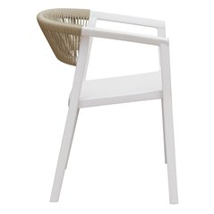 Lione Stuhl aus Polypropylen mit Fiberglas - Strohseil für den Außenbereich - Weiß Greenwood