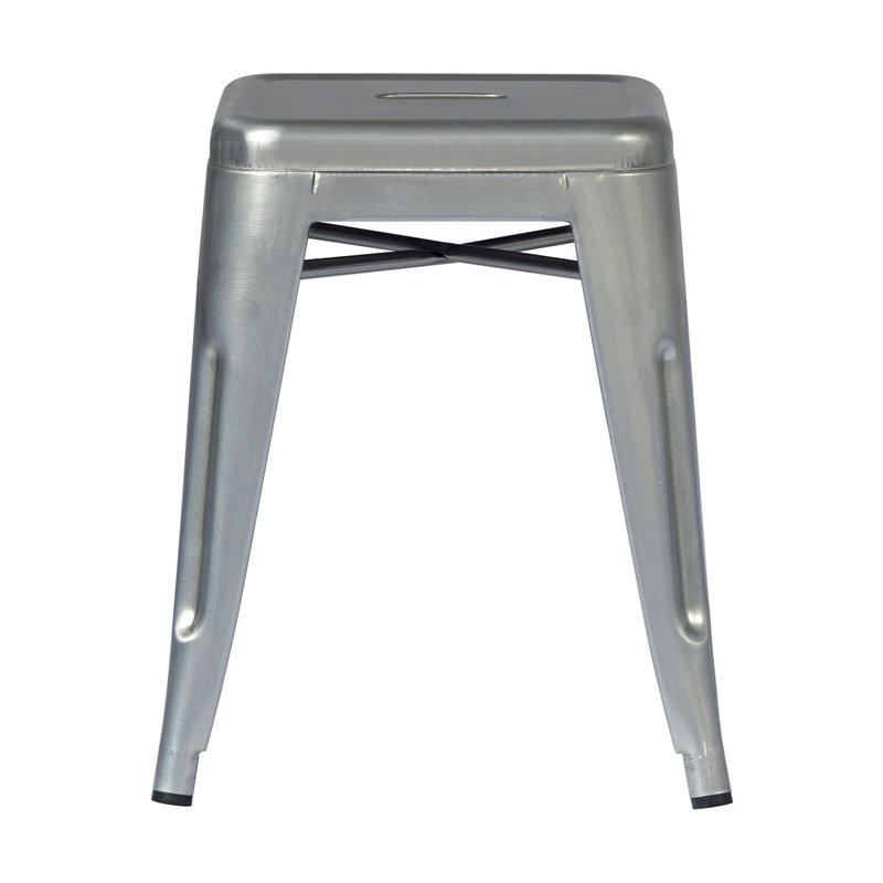 Niedriger Blechhocker - Silber - Stapelbar Greenwood