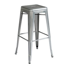 Sgabello In Lamiera - Silver - Impilabile