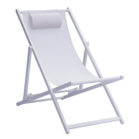 Sdraio Mare In Alluminio - Textilene Ecru' - Bianco