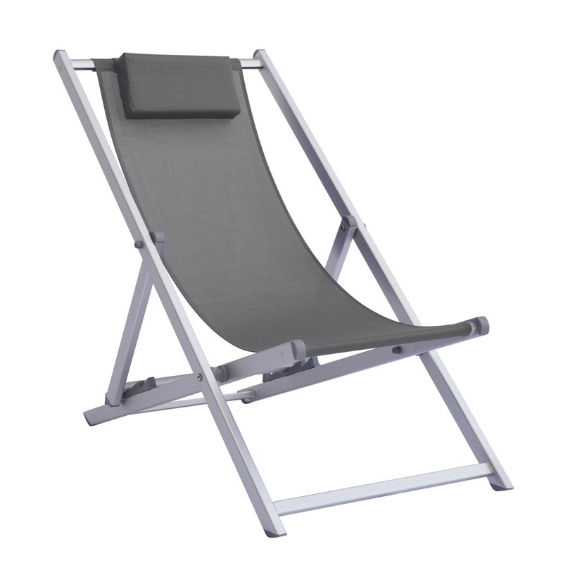 Professioneller Strandstuhl aus Aluminium - Graues Textilene Greenwood