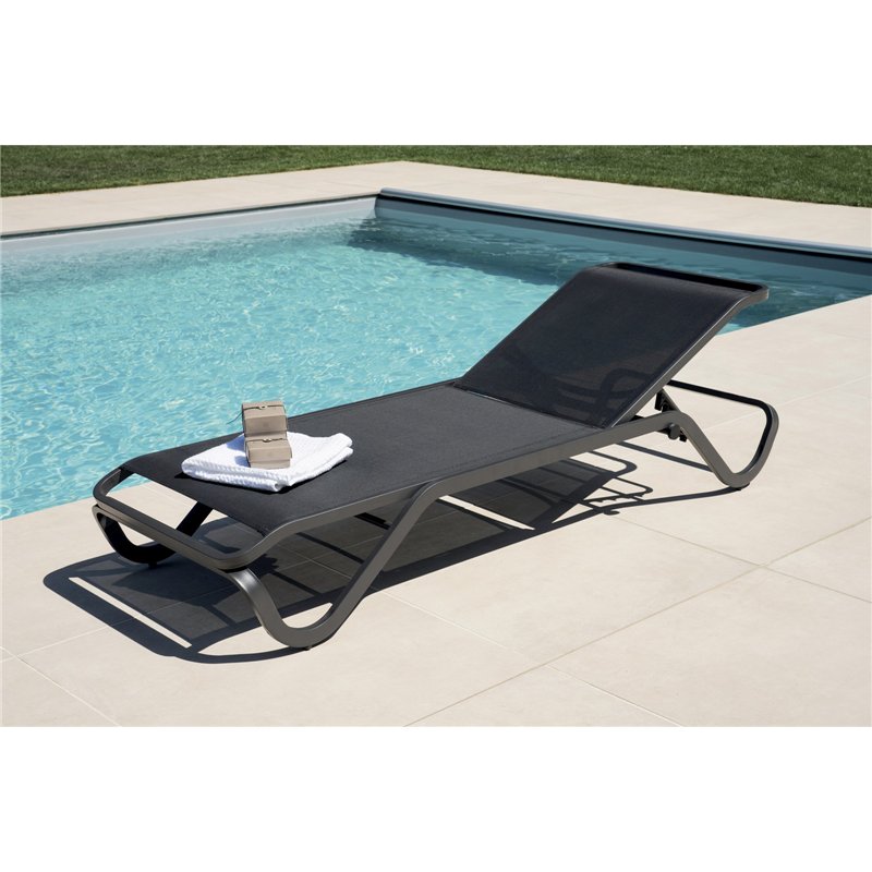 Greenwood Vieste Aluminum Sunbed - Gray Textilene - Anthracite