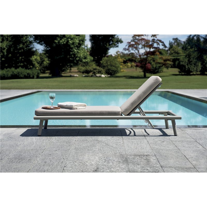 Taormina Aluminium-Sonnenliege - Sand Textilene - Beige Kissen - Kreta Greenwood