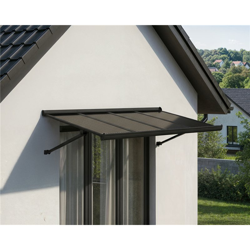 Canopia Augustine Door Awning 147x90 cm - Black Frame, Matt Grey Panels Canopia Augustine Door Awning 147x90 cm - Black Frame, Matt Grey Panels
