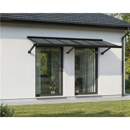 Canopia Augustine Türvordach 222x90 cm - schwarzer Rahmen, mattgraue Paneele