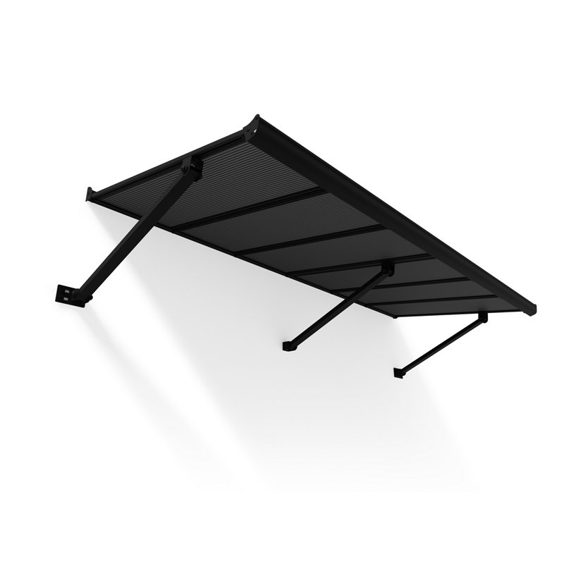 Canopia Augustine Vordach für den Außenbereich 222x90 cm – Schwarzer Rahmen, mattgraue Paneele