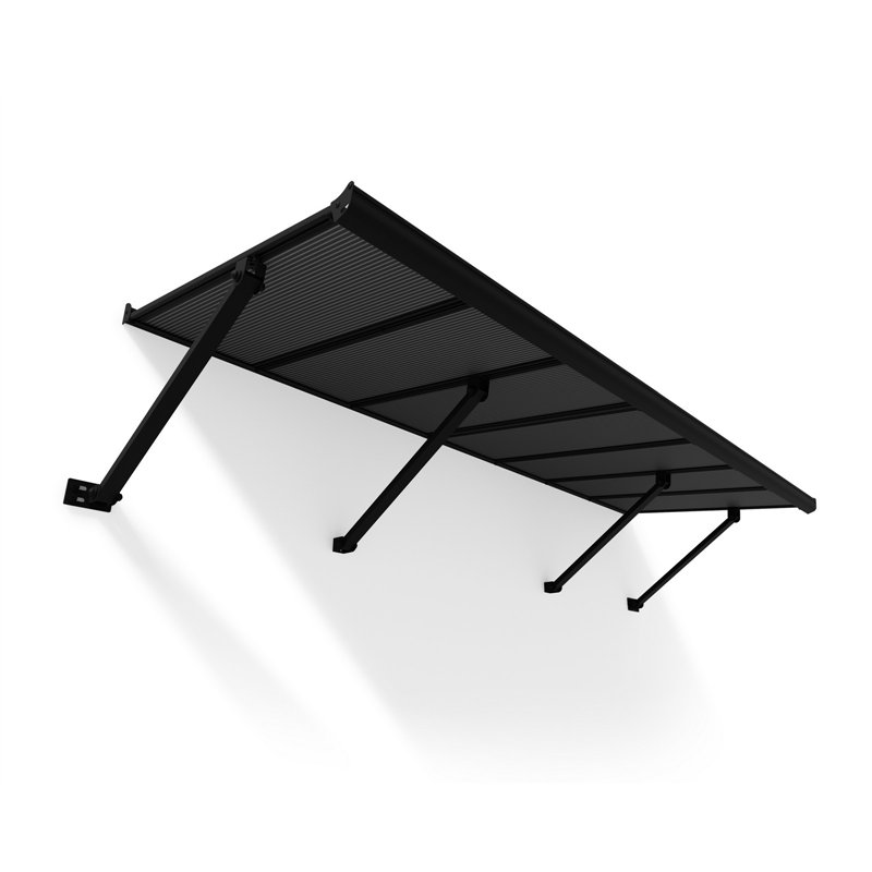 Canopia Augustine Vordach für den Außenbereich 258x90 cm – Schwarzer Rahmen, mattgraue Paneele