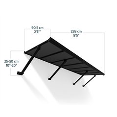 Canopia Augustine Pensilina Da Esterno 258X90 cm - Struttura nera Pannelli grigio opaco