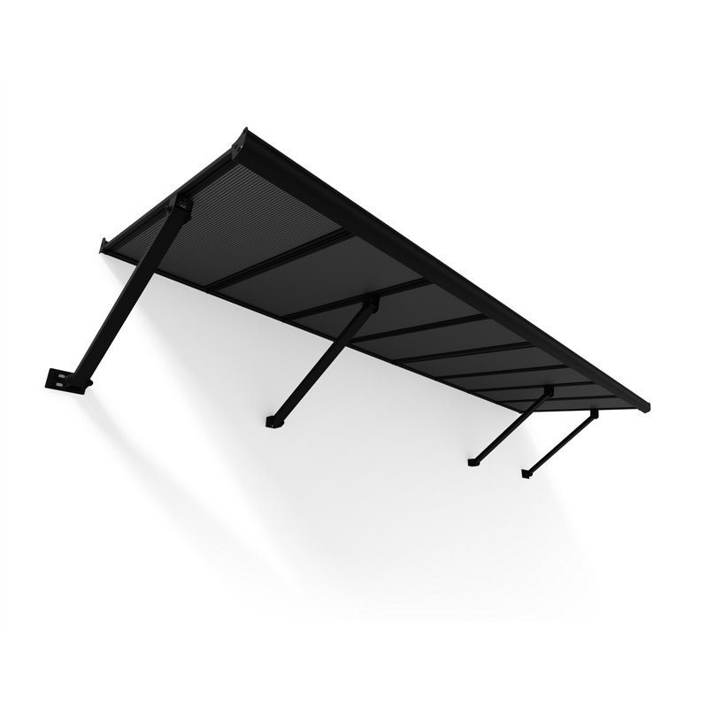 Canopia Augustine Vordach für den Außenbereich 294x90 cm – Schwarzer Rahmen, mattgraue Paneele