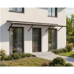 Canopia Augustine Door Awning 333x90 cm - Black Frame, Matt Grey Panels