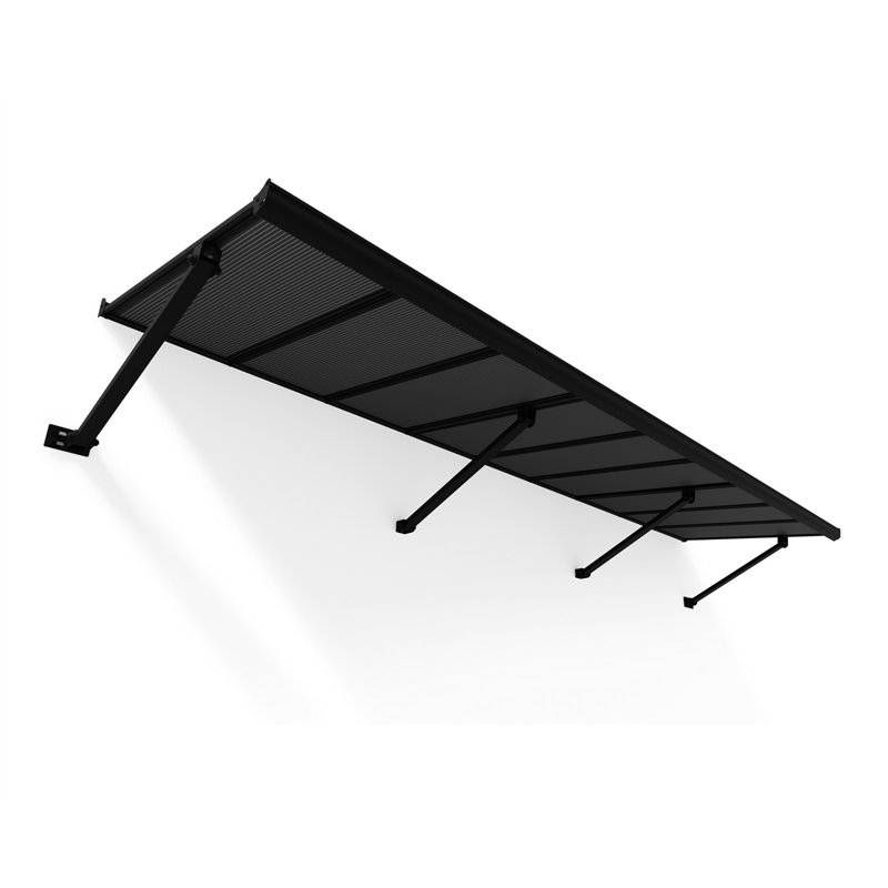 Canopia Augustine Vordach für den Außenbereich 333x90 cm – Schwarzer Rahmen, mattgraue Paneele