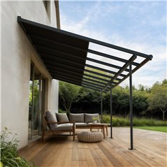 Canopia Sierra Cabrio Pergola Addossata in Alluminio 3X5.6 m Grigio - Pannelli Ombreggianti Mobili