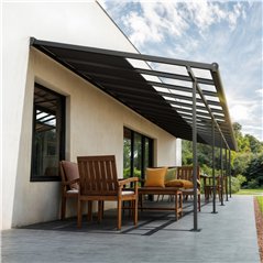 Canopia Sierra Cabrio Pergola Addossata in Alluminio 3X9.7 m Grigio - Pannelli Ombreggianti Mobili