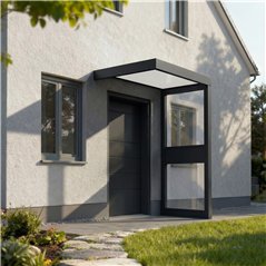 Canopia Sophia Türvordach 160x95 cm- Grau Opalweiß mit Seitenwand