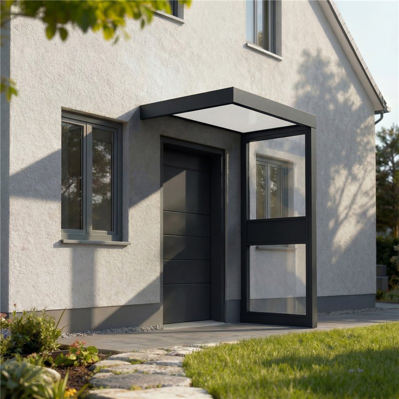 Canopia Sophia Door Awning 160x95 cm- Grey Opal White with Side Wall Canopia Sophia Door Awning 160x95 cm- Grey Opal White with Side Wall