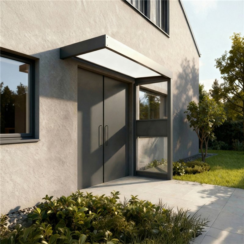 Canopia Sophia Türvordach 215x95 cm- Grau Opalweiß mit Seitenwand Canopia Sophia Türvordach 215x95 cm- Grau Opalweiß mit Seitenwand