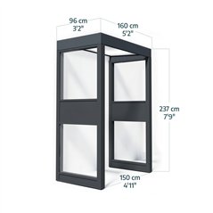 Canopia Sophia Pensilina Da Esterno 160X95 cm + 2x Parete laterale -Grigio Opal Bianco