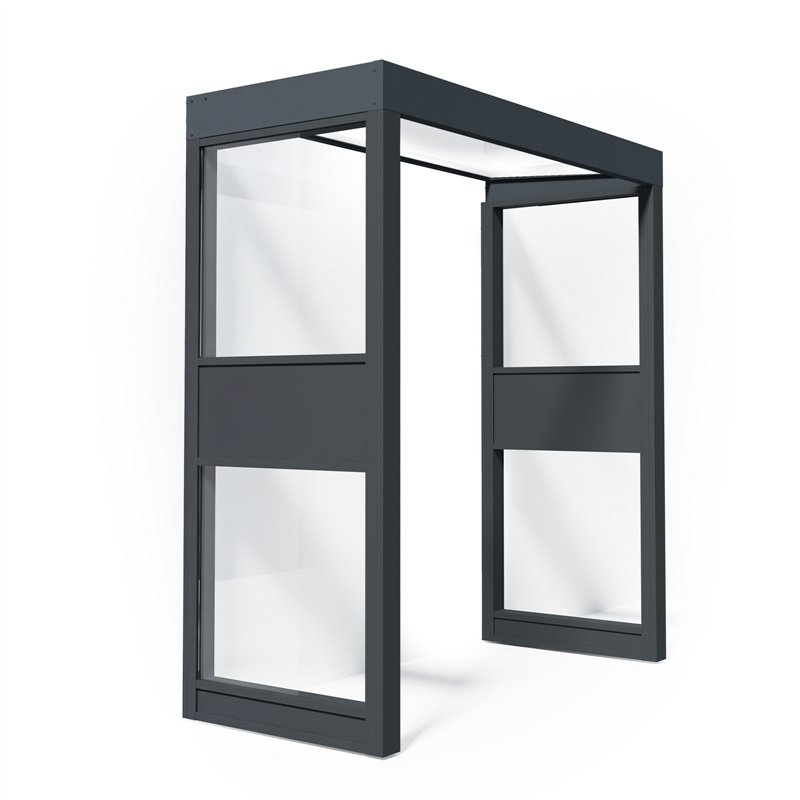 Canopia Sophia Vordach für den Außenbereich 215x95 cm + 2x Seitenwände – Weiß Opal Grau