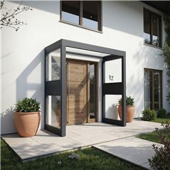 Canopia Sophia Door Awning 215x95 cm- Grey Transparent with 2 Side Walls