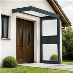 Canopia Sophia Türvordach 215x95 cm- Grau Transparent mit Seitenwand