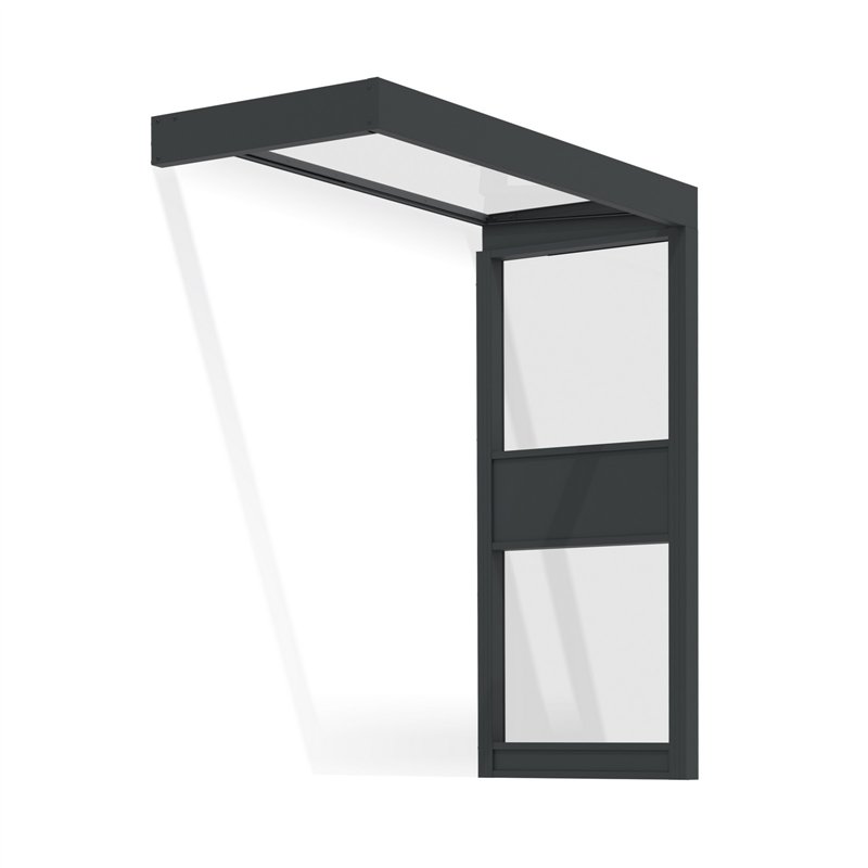 Canopia Sophia Vordach für den Außenbereich 215x95 cm + Seitenwand – Transparent Grau Canopia Sophia Vordach für den Außenbereich 215x95 cm + Seitenwand – Transparent Grau