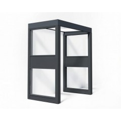 Canopia Sophia Vordach für den Außenbereich 160x95 cm + 2x Seitenwände – Weiß Opal Grau