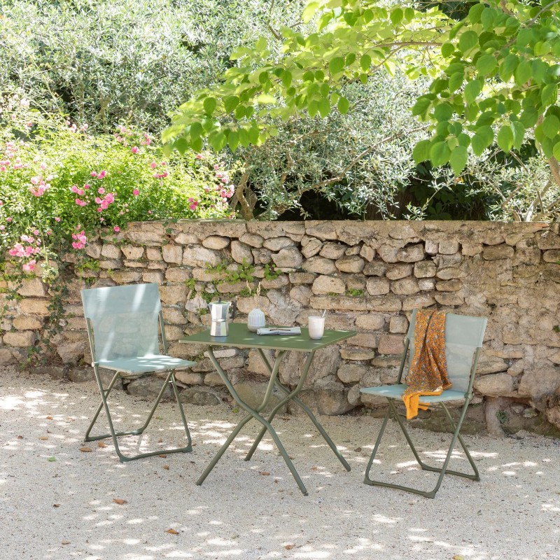Set con Tavolo e 2 sedie BALCONY 64 x 70 cm colore Moss LaFuma Set con Tavolo e 2 sedie BALCONY 64 x 70 cm colore Moss LaFuma