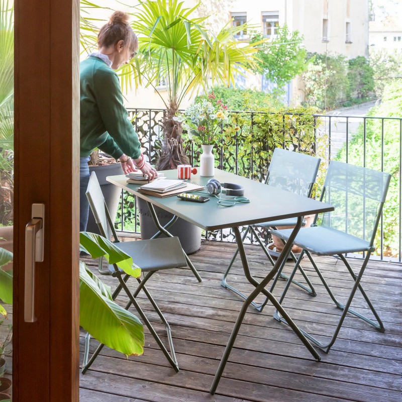 Set con Tavolo e 4 sedie BALCONY 120 x 70 cm colore Moss LaFuma Set con Tavolo e 4 sedie BALCONY 120 x 70 cm colore Moss LaFuma