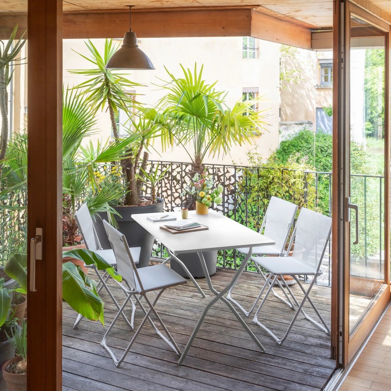 Set con Tavolo e 4 sedie BALCONY 120 x 70 cm colore Seigle LaFuma Set con Tavolo e 4 sedie BALCONY 120 x 70 cm colore Seigle LaFuma