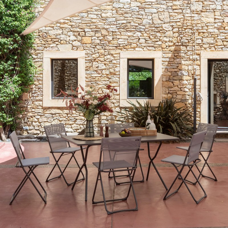 Set con Tavolo e 6 sedie BALCONY 140 x 80 cm colore Titane LaFuma Set con Tavolo e 6 sedie BALCONY 140 x 80 cm colore Titane LaFuma