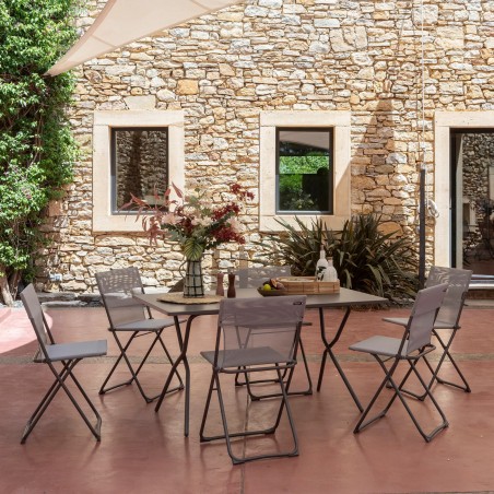 Set con Tavolo e 6 sedie BALCONY 140 x 80 cm colore Titane LaFuma
