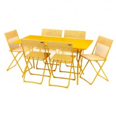 Set con Tavolo e 6 sedie BALCONY 140 x 80 cm colore Miel LaFuma
