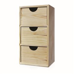 Cassettiera MINIBLOC in Pino Massiccio 3 Cassetti 17,1x14x32 cm Unionwood
