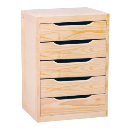 Cassettiera in Pino Massiccio Grezzo 5 Cassetti 39x30x46 cm Unionwood
