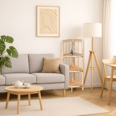 Eckregal aus Kiefernholz mit 3 Regalböden 27x27x84,5 cm Unionwood