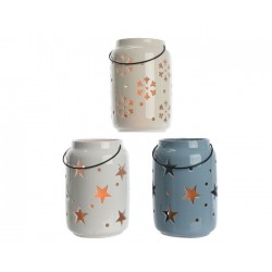 Leuchtende Keramiklaterne, Maße 15 x 15 x 22,5 cm. Einzelstück